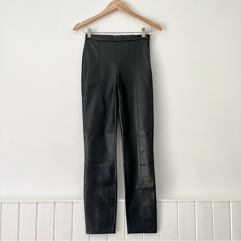 Zara Black Faux Leather High Waisted Legging Pants Size S